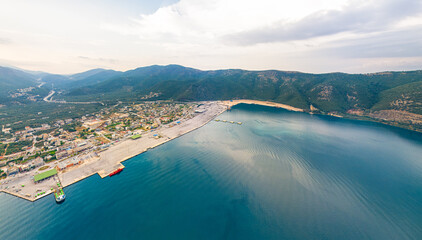 Igoumenitsa, Greece. Igoumenitsa is a coastal small town in northwestern Greece. Port. Aerial view