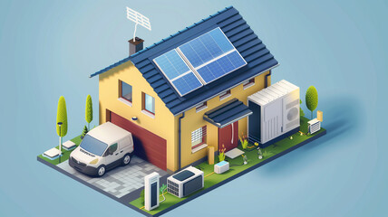 Isometric solar power grid.