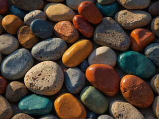 Nature's Colorful Pebble Tapestry - A Kaleidoscope of Textures