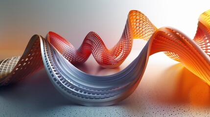 illustration abstract three-dimensional rendering of a wavy prism on a light background. Ai generated - obrazy, fototapety, plakaty