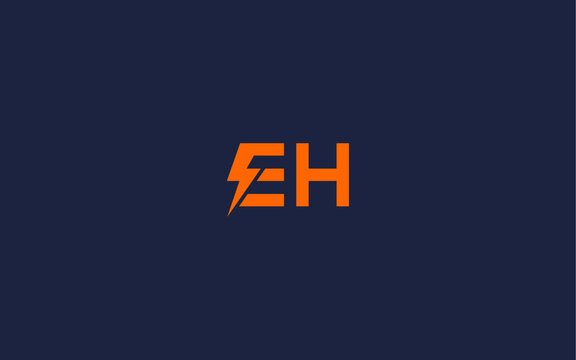 letter eh with electricity logo icon design vector design template inspiration