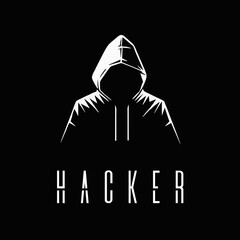 Hacker logo. Computer hacker, guy in a hoodie. Vector illustration