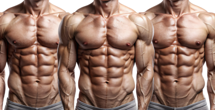 Fit Shirtless Men Showing Muscular Torso Isolated