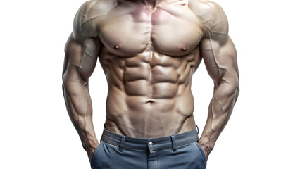 Obraz premium Muscular male torso isolated on white background