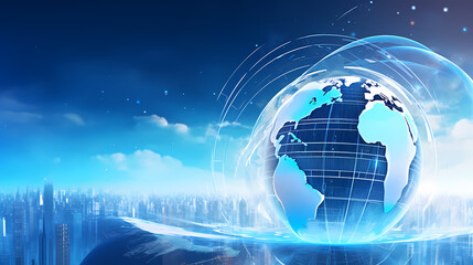 Fototapeta premium Abstract technology blue earth