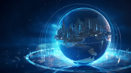 Abstract technology blue earth
