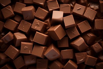 Pieces of chocolate as a background. Top view - obrazy, fototapety, plakaty