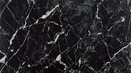 A close-up of natural black marble, emphasizing its rich textures and intricate veining in shades of grey and white, ideal for a detailed and realistic wallpaper or tile design.