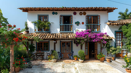 old houses, colonial style, typical of farms in Brazil