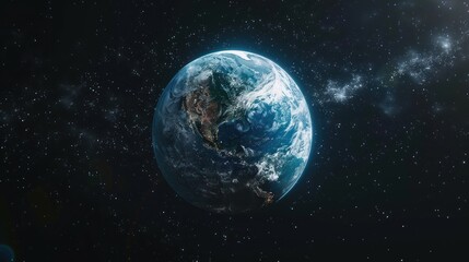 Illustration of 3D Visualization of planet earth from outer space with space background. Ai is generated