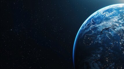 Illustration of 3D Visualization of planet earth from outer space with space background. Ai is generated