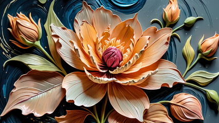 The Beauty of the Imperfect: A Close-Up of a Delicate Peach Flower in Oil