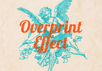 Retro Overprint Photo Effect Mockup - obrazy, fototapety, plakaty