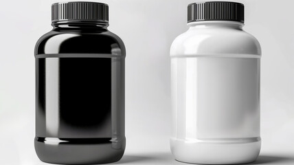 Two jars one black and one white are shown side by side