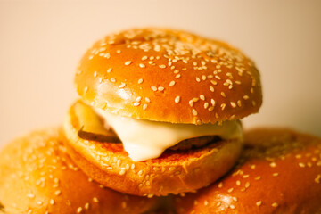close up of a hamburger