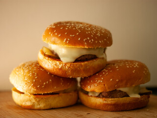 hamburger on a wooden background