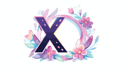 Letter o with x logo 2d flat cartoon vactor illustr