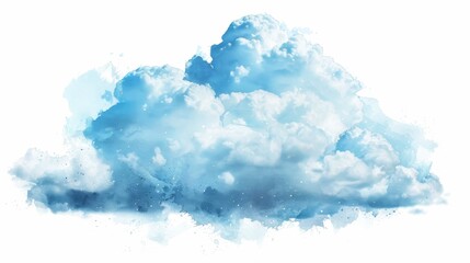 White Cloud and Blue Sky. Watercolor style artwork background - obrazy, fototapety, plakaty