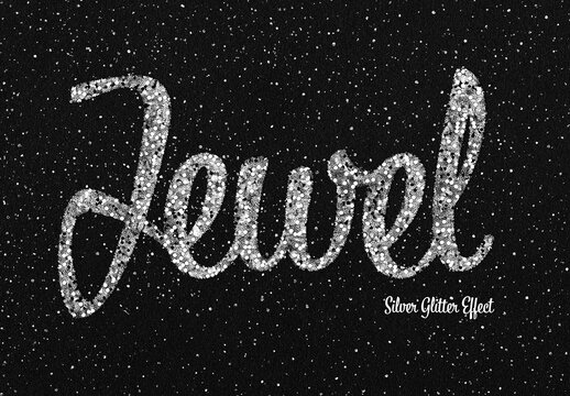 Silver Glitter Text Effect Mockup With Generative AI