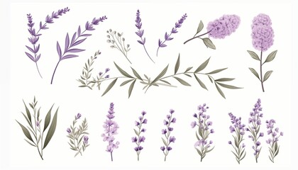 Fototapeta na wymiar purple flowers isolated on white background