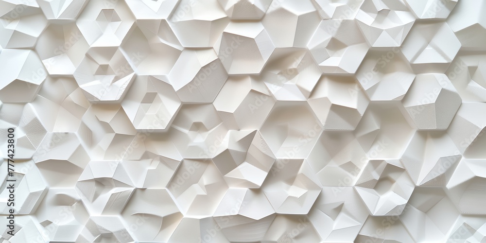 Poster white background with a pattern of hexagons. the pattern is made up of honeycomb texture.