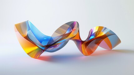 illustration abstract three-dimensional rendering of a wavy prism on a light background. Ai generated
