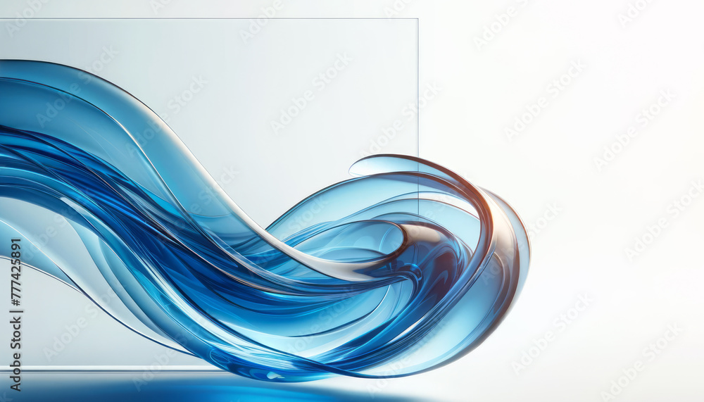 Wall mural abstract blue swirling shapes on a white background, depicting a modern art concept. generative ai