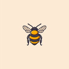 Bee logo design vector flat illustration template