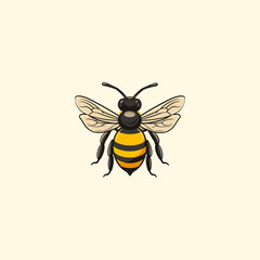 Bee logo design vector flat illustration template