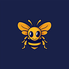 Bee logo design vector flat illustration template