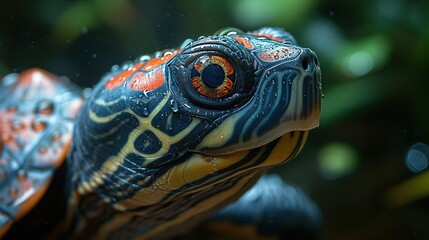 Close up of the head of a sea turtle