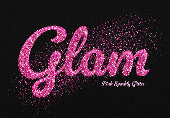 Pink Sparkly Glitter Text Effect Mockup With Generative AI