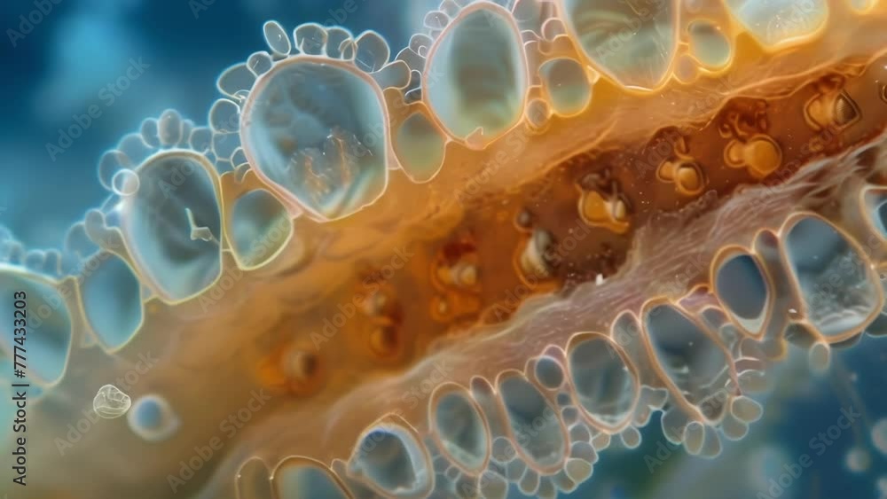 Poster a side view of a pollen grain revealing its multiple layers consisting of a tough outer coat and inn