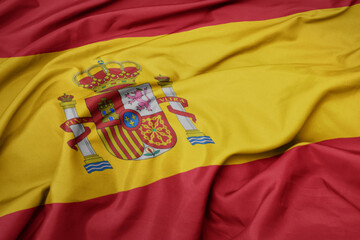 waving colorful national flag of spain.