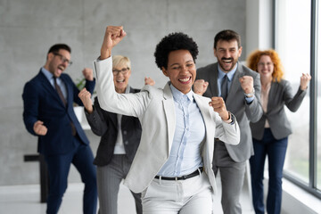 Group of business enthusiastic people 