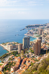 Monte Carlo - panoramic view of the city. Monaco port and skyline.