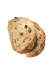 A piece of breakfast bread on a white background