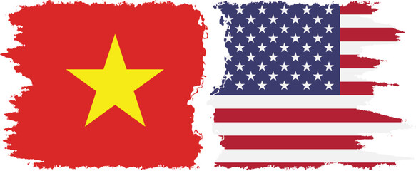 USA and Vietnam grunge flags connection vector