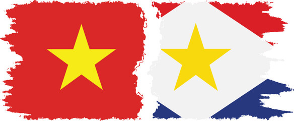 Saba and Vietnam grunge flags connection vector