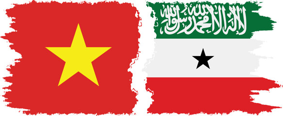 Somaliland and Vietnam grunge flags connection vector