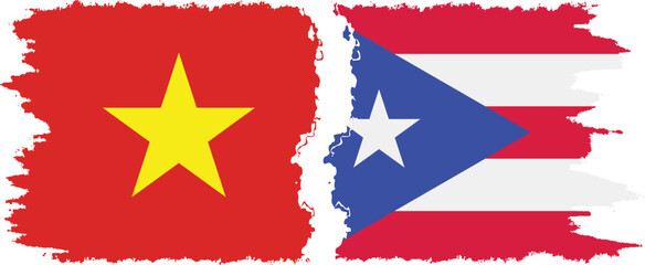 Puerto Rico and Vietnam grunge flags connection vector
