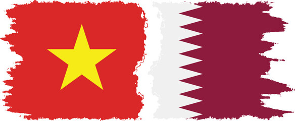 Qatar and Vietnam grunge flags connection vector