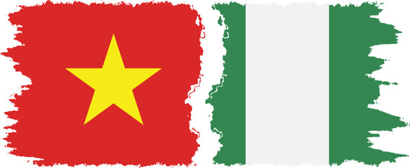 Nigeria and Vietnam grunge flags connection vector