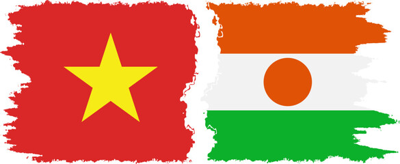 Niger and Vietnam grunge flags connection vector - obrazy, fototapety, plakaty