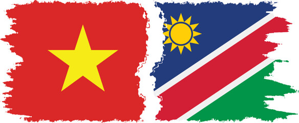 Namibia and Vietnam grunge flags connection vector