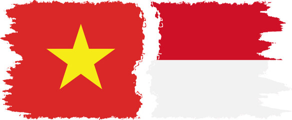 Monaco and Vietnam grunge flags connection vector