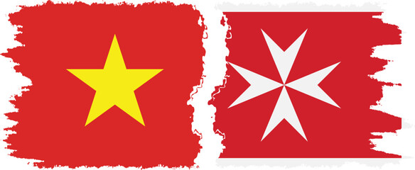 Malta and Vietnam grunge flags connection vector