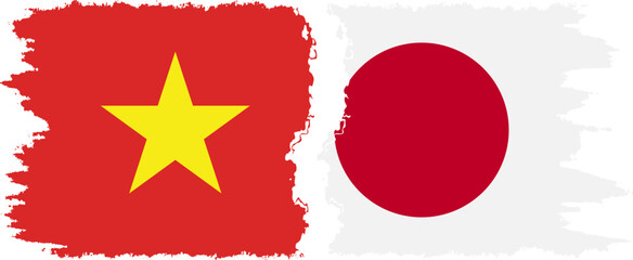 Japan and Vietnam grunge flags connection vector