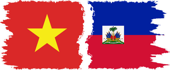 Haiti and Vietnam grunge flags connection vector