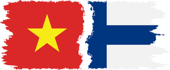 Finland and Vietnam grunge flags connection vector